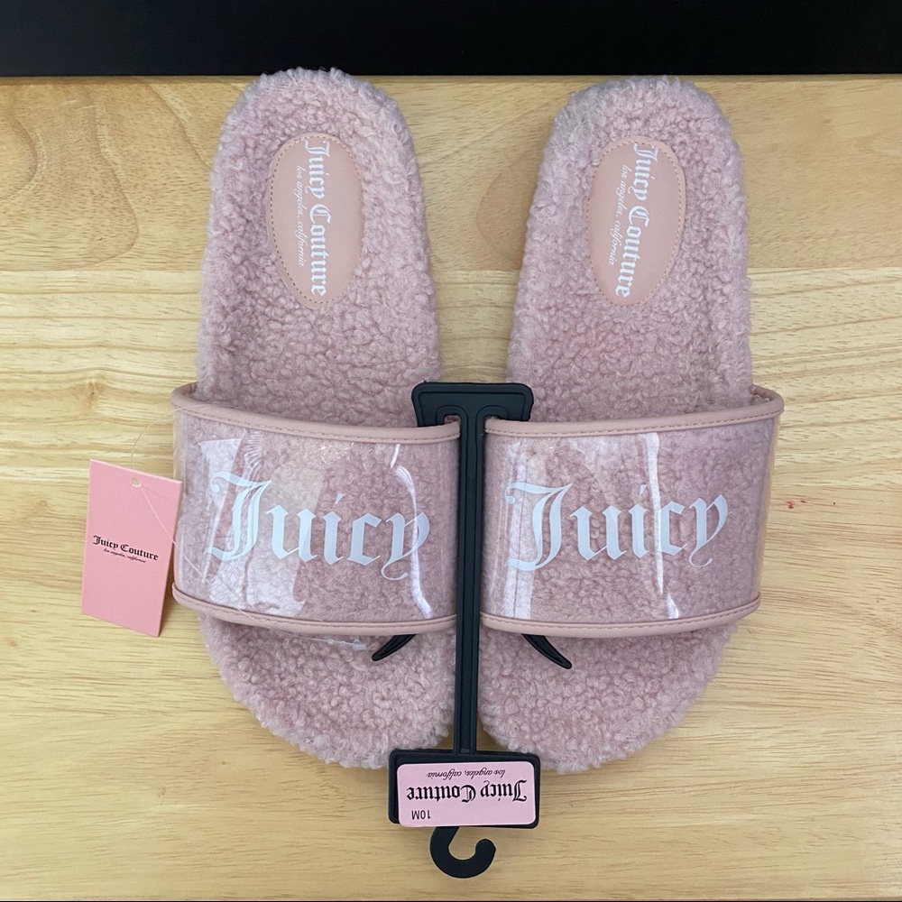Juicy Couture Pink Sherpa Sandal Shoes Juicy Couture Slides - Picture 4 of 4